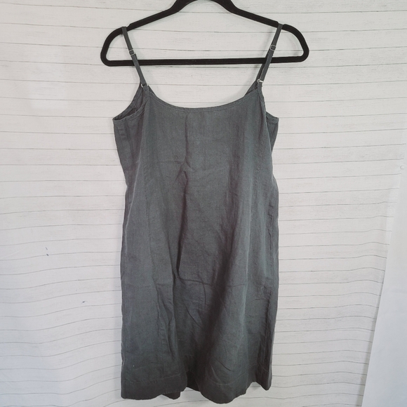 Eileen Fisher Gray 100% Organic Linen Dress, w Sequin Detail sz Medium Petite - Picture 11 of 15